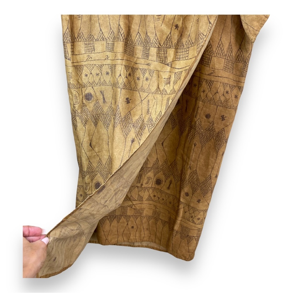 Ralph Lauren - Tan Aztec Print Midi Wrap Skirt - Size 14 NWOT - Picture 5 of 6